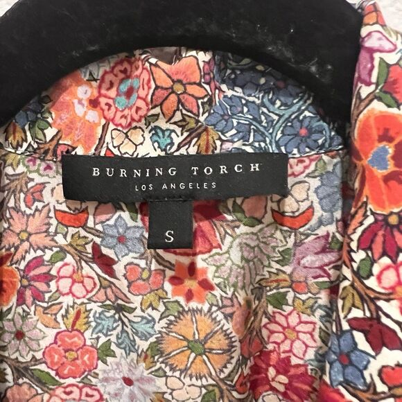 Anthropologie Burning Torch Sleeveless Top Floral Patchwork Silk Distressed Sz S - Picture 2 of 8